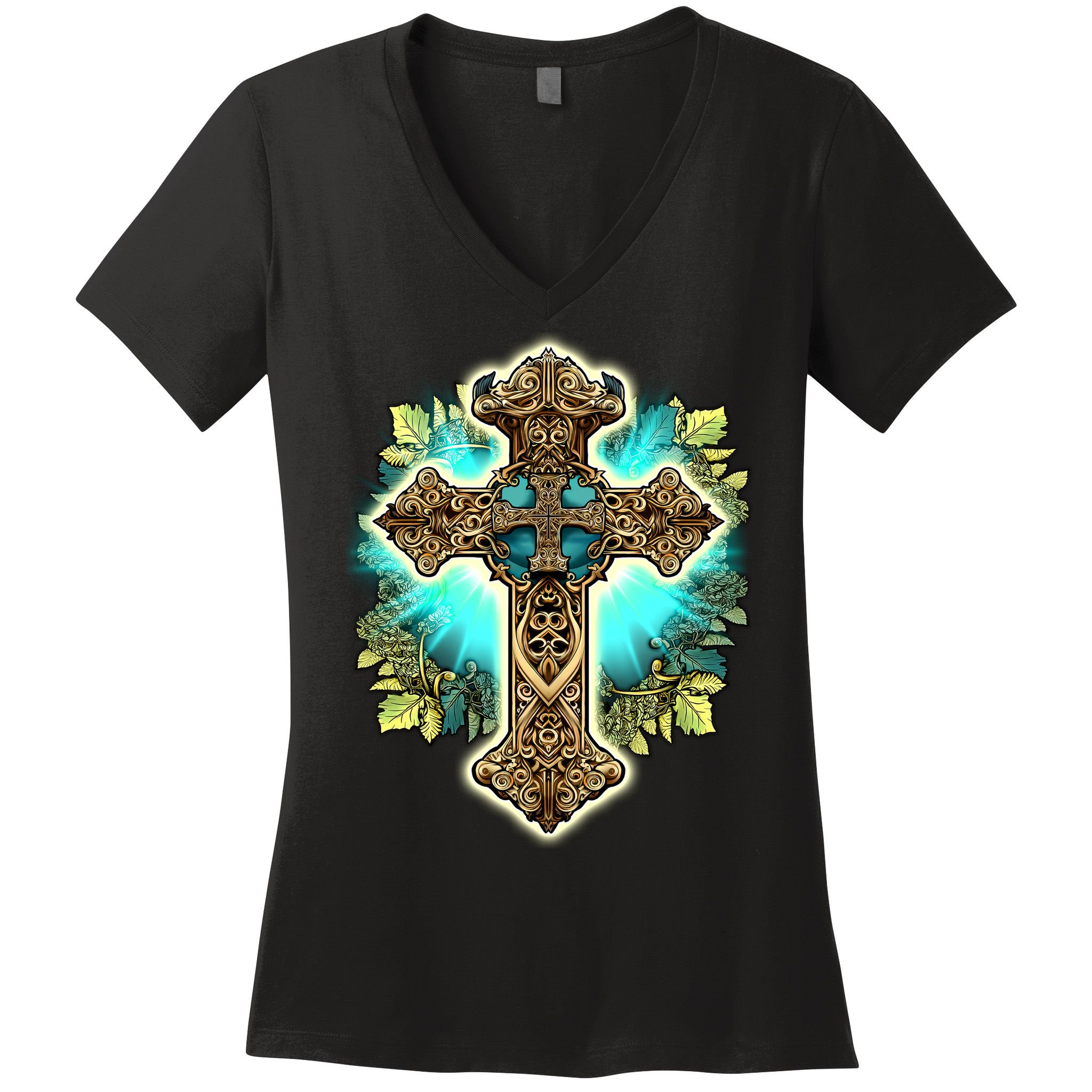 Filigree Cross Women's V-Neck T-Shirt