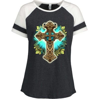 Filigree Cross Enza Ladies Jersey Colorblock Tee