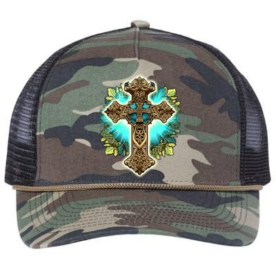 Filigree Cross Retro Rope Trucker Hat Cap