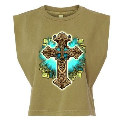 Filigree Cross Garment-Dyed Women's Muscle Tee