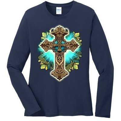 Filigree Cross Ladies Long Sleeve Shirt