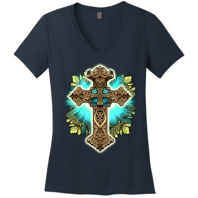 Filigree Cross Women's V-Neck T-Shirt