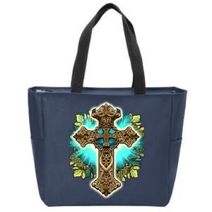 Filigree Cross Zip Tote Bag