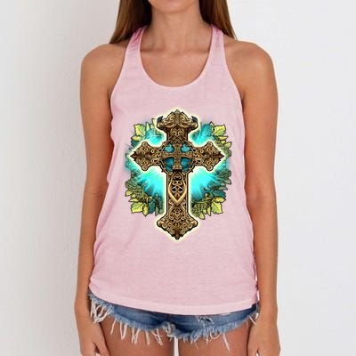 Filigree Cross Women's Knotted Racerback Tank