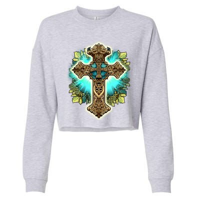 Filigree Cross Cropped Pullover Crew