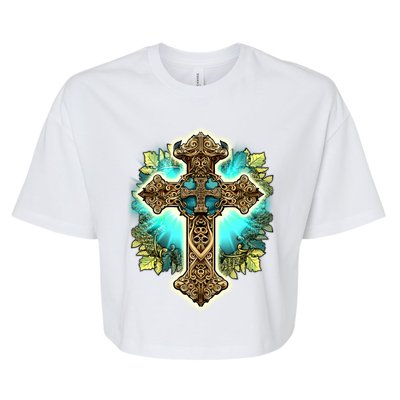 Filigree Cross Bella+Canvas Jersey Crop Tee