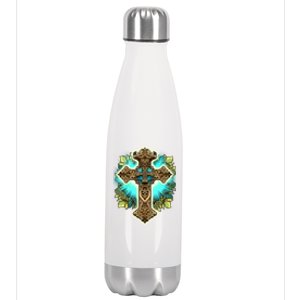 Filigree Cross Stainless Steel Insulated Water Bottle