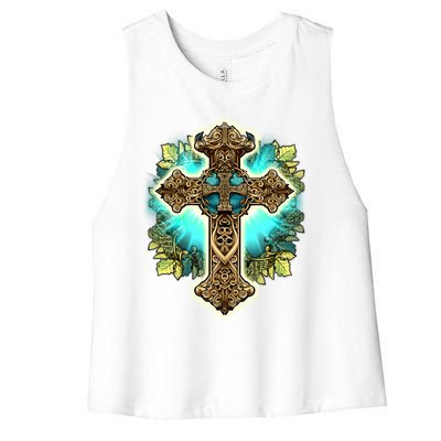 Filigree Cross Women's Racerback Cropped Tank