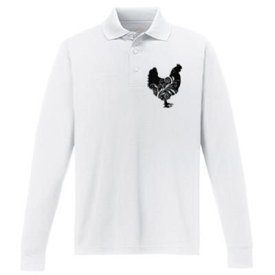 Funny Chicken Farm Animal Poultry Farmer Love Performance Long Sleeve Polo