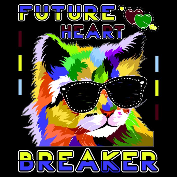 Funny Cat Future Heart Breaker USA-Made Doggie Bandana