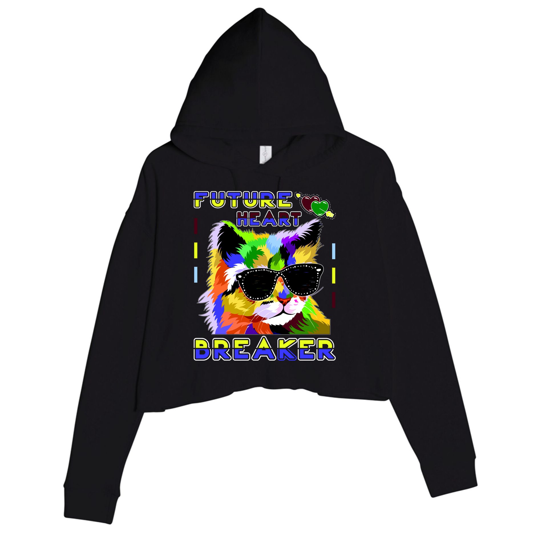 Funny Cat Future Heart Breaker Crop Fleece Hoodie