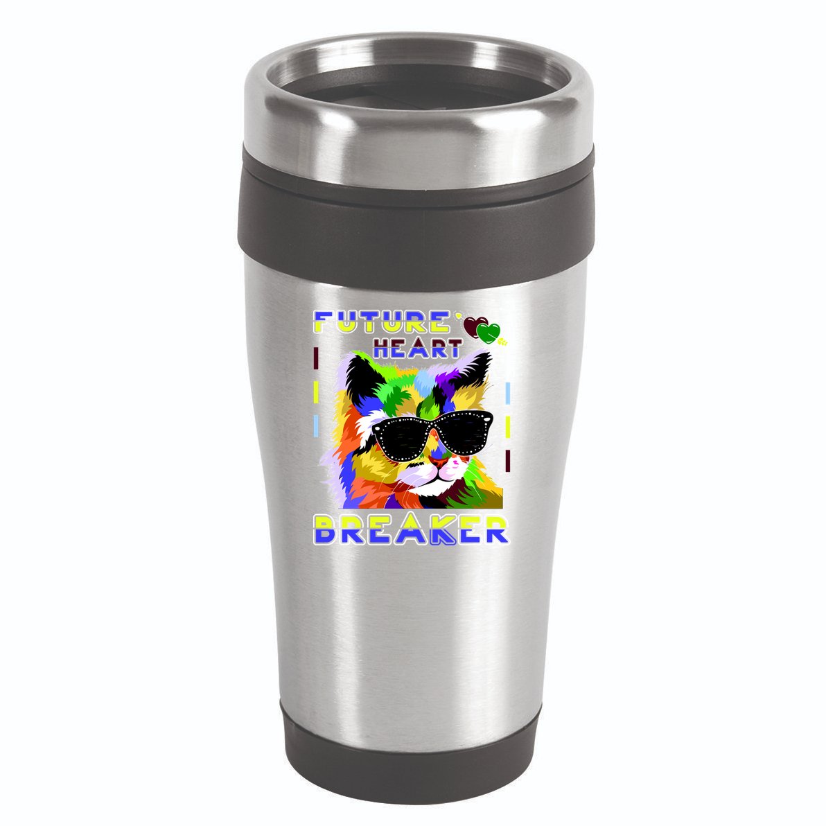 Funny Cat Future Heart Breaker 16oz Travel Tumbler