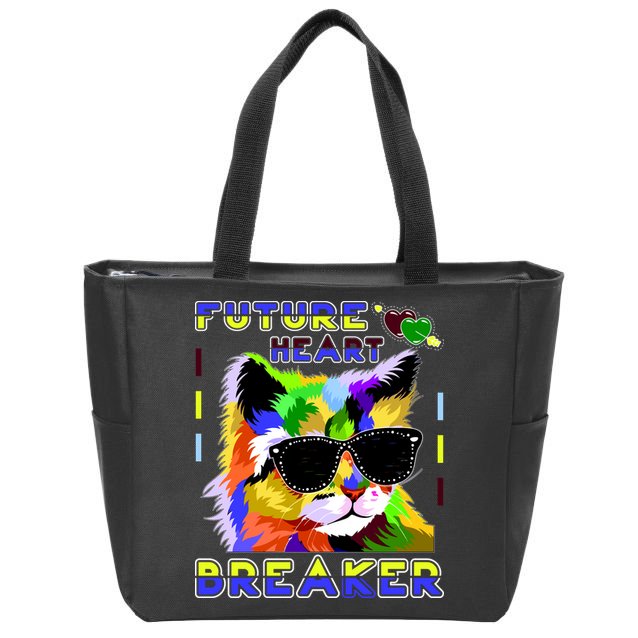 Funny Cat Future Heart Breaker Zip Tote Bag