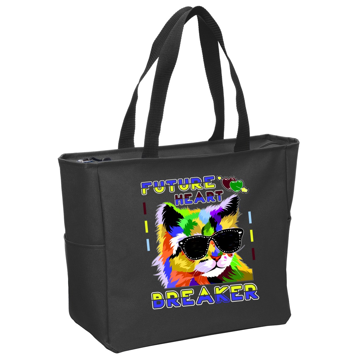 Funny Cat Future Heart Breaker Zip Tote Bag