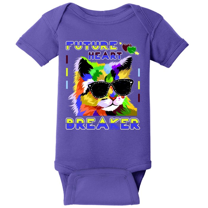 Funny Cat Future Heart Breaker Baby Bodysuit