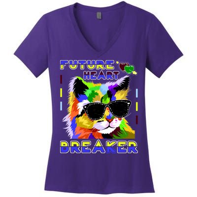 Funny Cat Future Heart Breaker Women's V-Neck T-Shirt