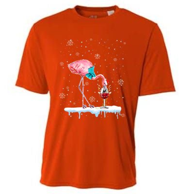 Funny Christmas Flamingo Hat Santa Wine Reindeer Ing Gift Cooling Performance Crew T-Shirt