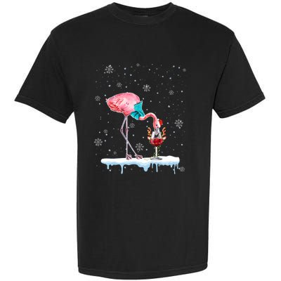 Funny Christmas Flamingo Hat Santa Wine Reindeer Ing Gift Garment-Dyed Heavyweight T-Shirt