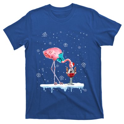 Funny Christmas Flamingo Hat Santa Wine Reindeer Ing Gift T-Shirt