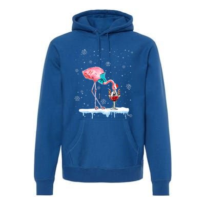 Funny Christmas Flamingo Hat Santa Wine Reindeer Ing Gift Premium Hoodie