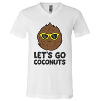 Funny Coconut Fruit Summer Let's Go Coconuts V-Neck T-Shirt