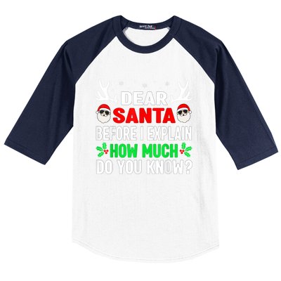 Funny Christmas Family Adults Dear Santa I Can Explain Gift Baseball Sleeve Shirt