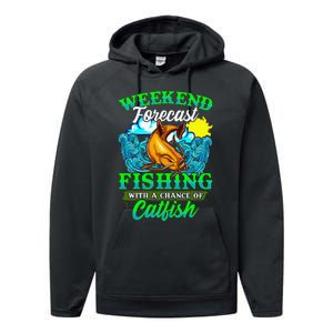 Fishing Catfish Fisherman Dads Birthday Fathers Day Performance Fleece Hoodie