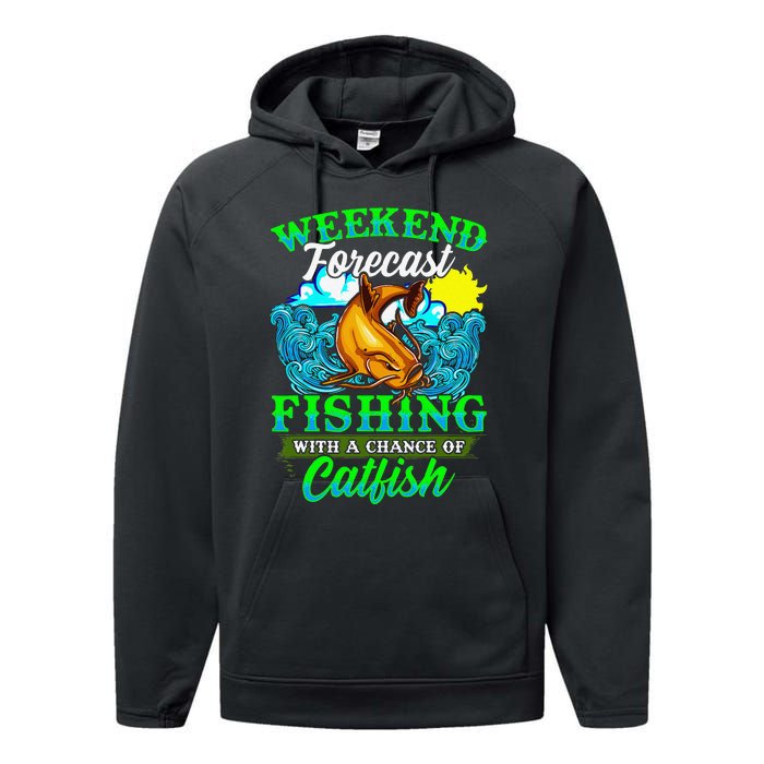 Fishing Catfish Fisherman Dads Birthday Fathers Day Performance Fleece Hoodie