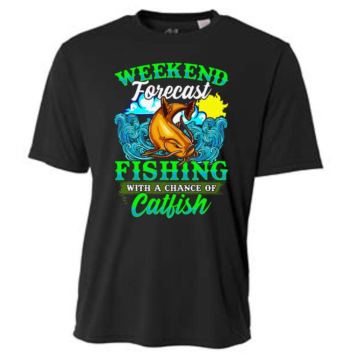 Fishing Catfish Fisherman Dads Birthday Fathers Day Cooling Performance Crew T-Shirt