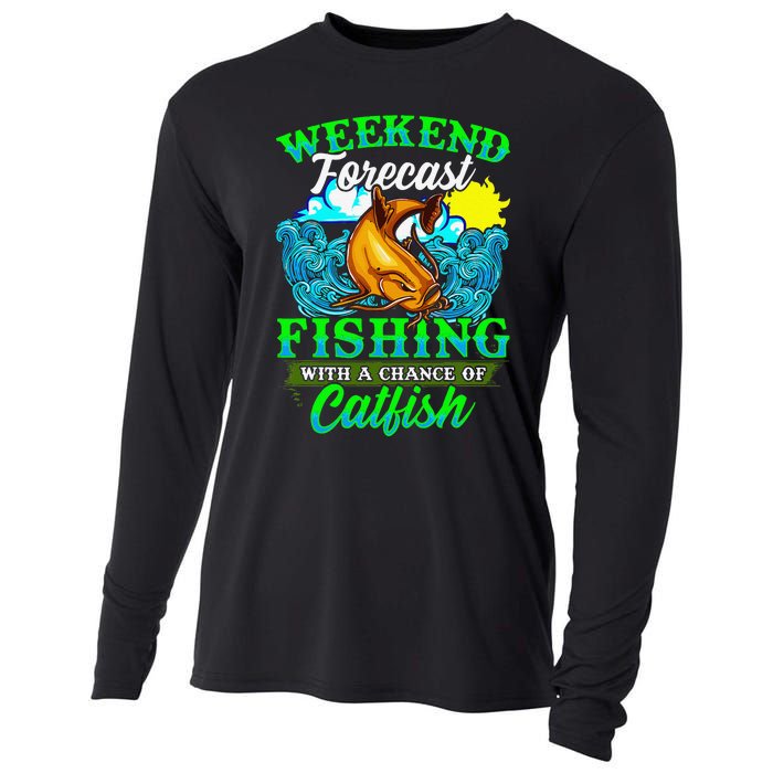 Fishing Catfish Fisherman Dads Birthday Fathers Day Cooling Performance Long Sleeve Crew