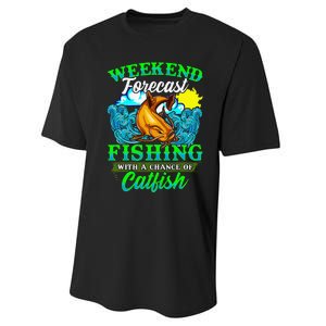 Fishing Catfish Fisherman Dads Birthday Fathers Day Performance Sprint T-Shirt