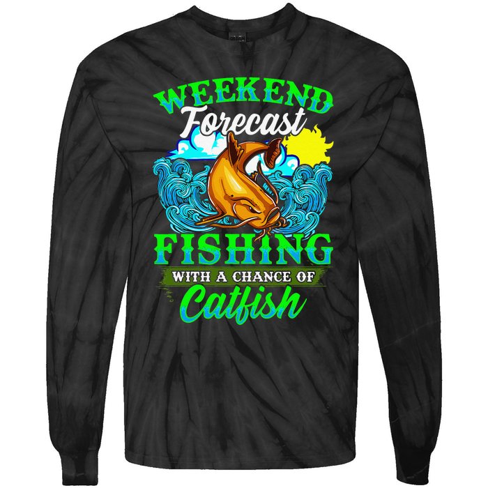 Fishing Catfish Fisherman Dads Birthday Fathers Day Tie-Dye Long Sleeve Shirt