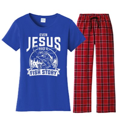 Funny Christian Fisherman Jesus Bible Prayer Gift Jesus Women's Flannel Pajama Set