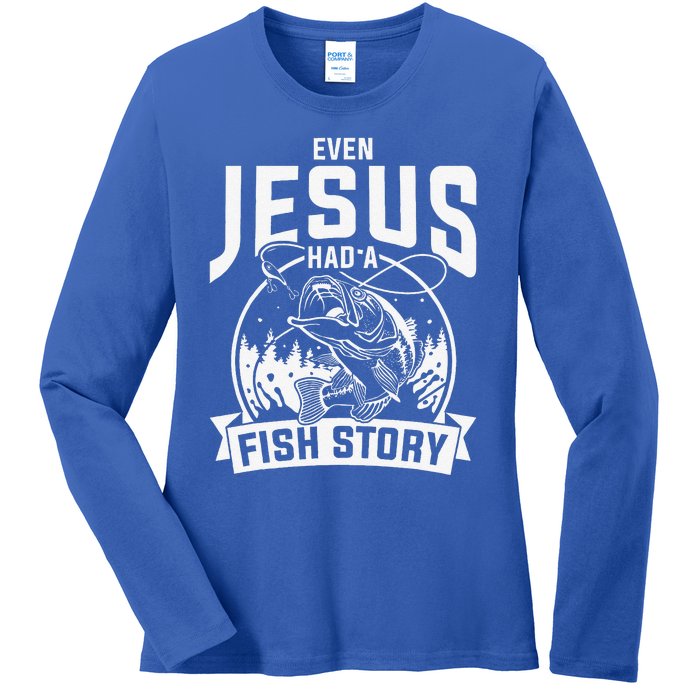 Funny Christian Fisherman Jesus Bible Prayer Gift Jesus Ladies Long Sleeve Shirt