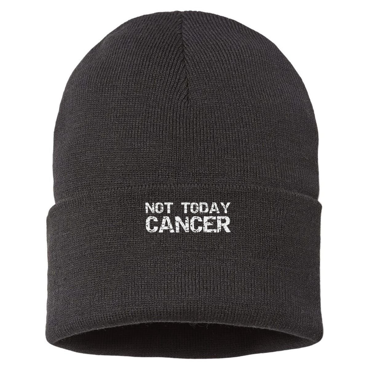 Funny Cancer Free Gift Fun Treatment Quote Not Today Cancer Sustainable Knit Beanie