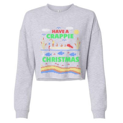 Funny Crappie Fishing Ugly Christmas Sweater Party Meaningful Gift Cropped Pullover Crew