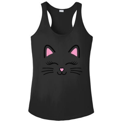 Funny Cat Face Whiskers Print Cosplay Kitty Love Halloween Ladies PosiCharge Competitor Racerback Tank