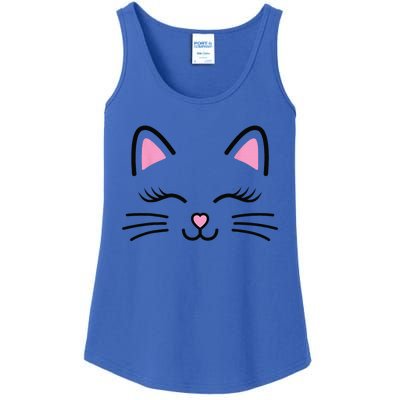 Funny Cat Face Whiskers Print Cosplay Kitty Love Halloween Ladies Essential Tank