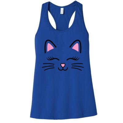 Funny Cat Face Whiskers Print Cosplay Kitty Love Halloween Women's Racerback Tank