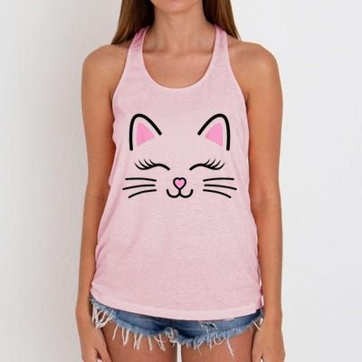 Funny Cat Face Whiskers Print Cosplay Kitty Love Halloween Women's Knotted Racerback Tank