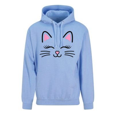 Funny Cat Face Whiskers Print Cosplay Kitty Love Halloween Unisex Surf Hoodie