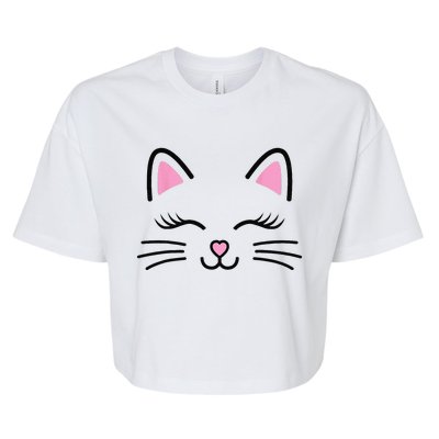 Funny Cat Face Whiskers Print Cosplay Kitty Love Halloween Bella+Canvas Jersey Crop Tee