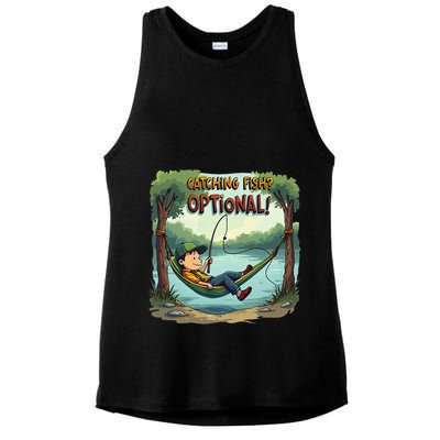 Fishing Catching Fish Optional Relaxing Required Ladies PosiCharge Tri-Blend Wicking Tank