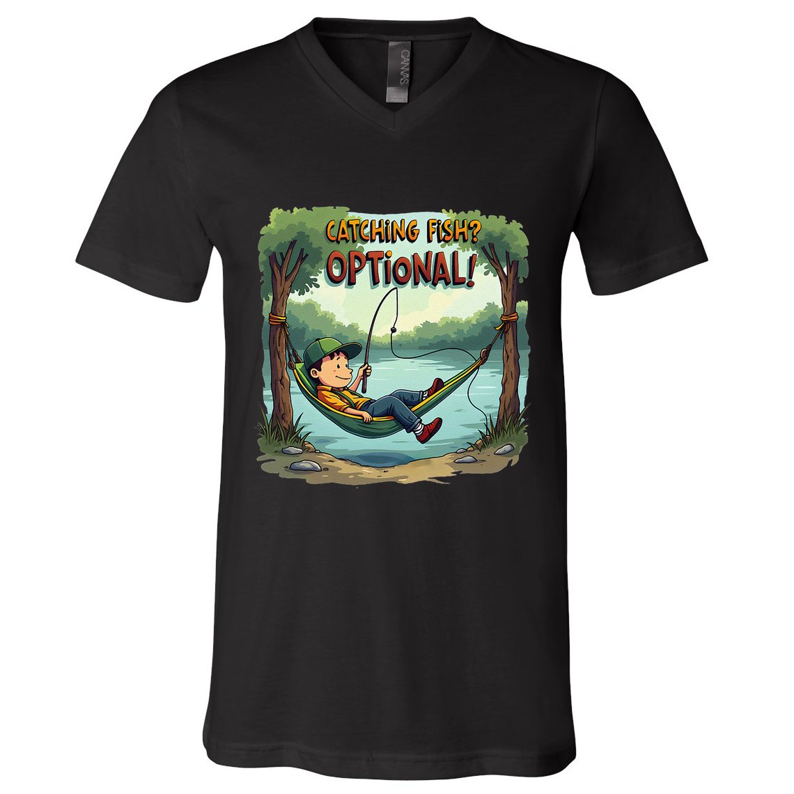 Fishing Catching Fish Optional Relaxing Required V-Neck T-Shirt