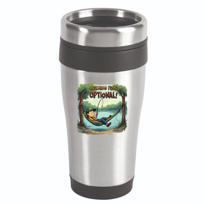 Fishing Catching Fish Optional Relaxing Required 16oz Travel Tumbler
