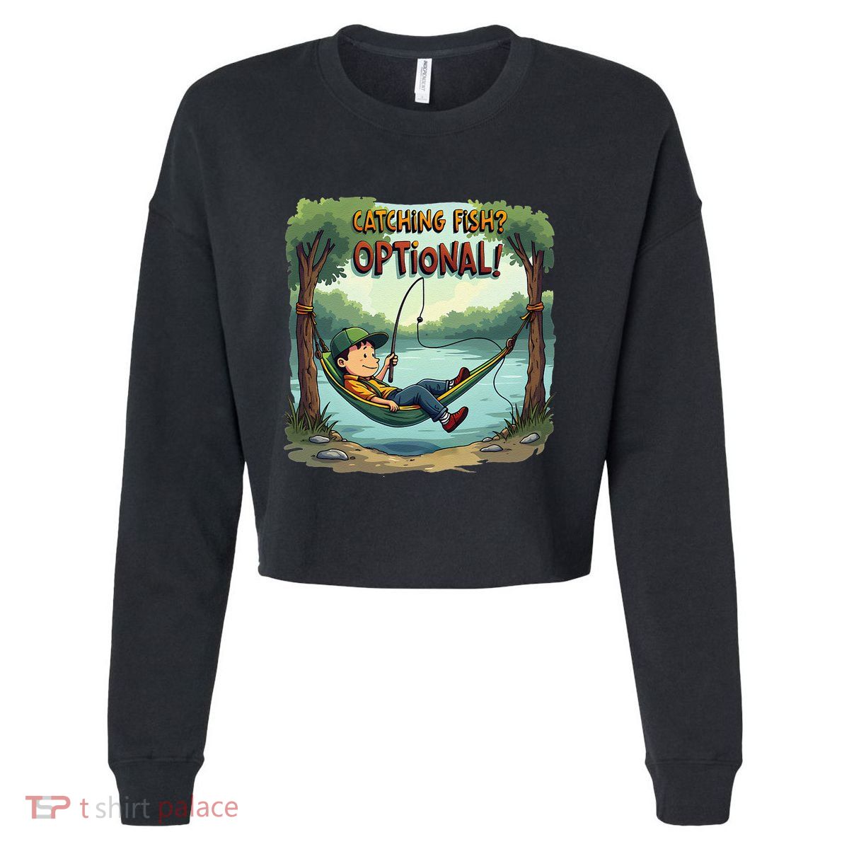Fishing Catching Fish Optional Relaxing Required Cropped Pullover Crew