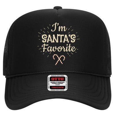 Funny Christmas For Xmas Day I’M Santas Favorite High Crown Mesh Back Trucker Hat