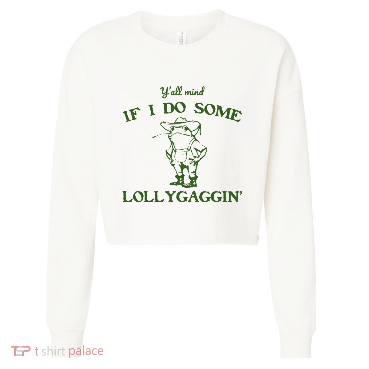 Funny Cowboy Frog Cropped Pullover Crew