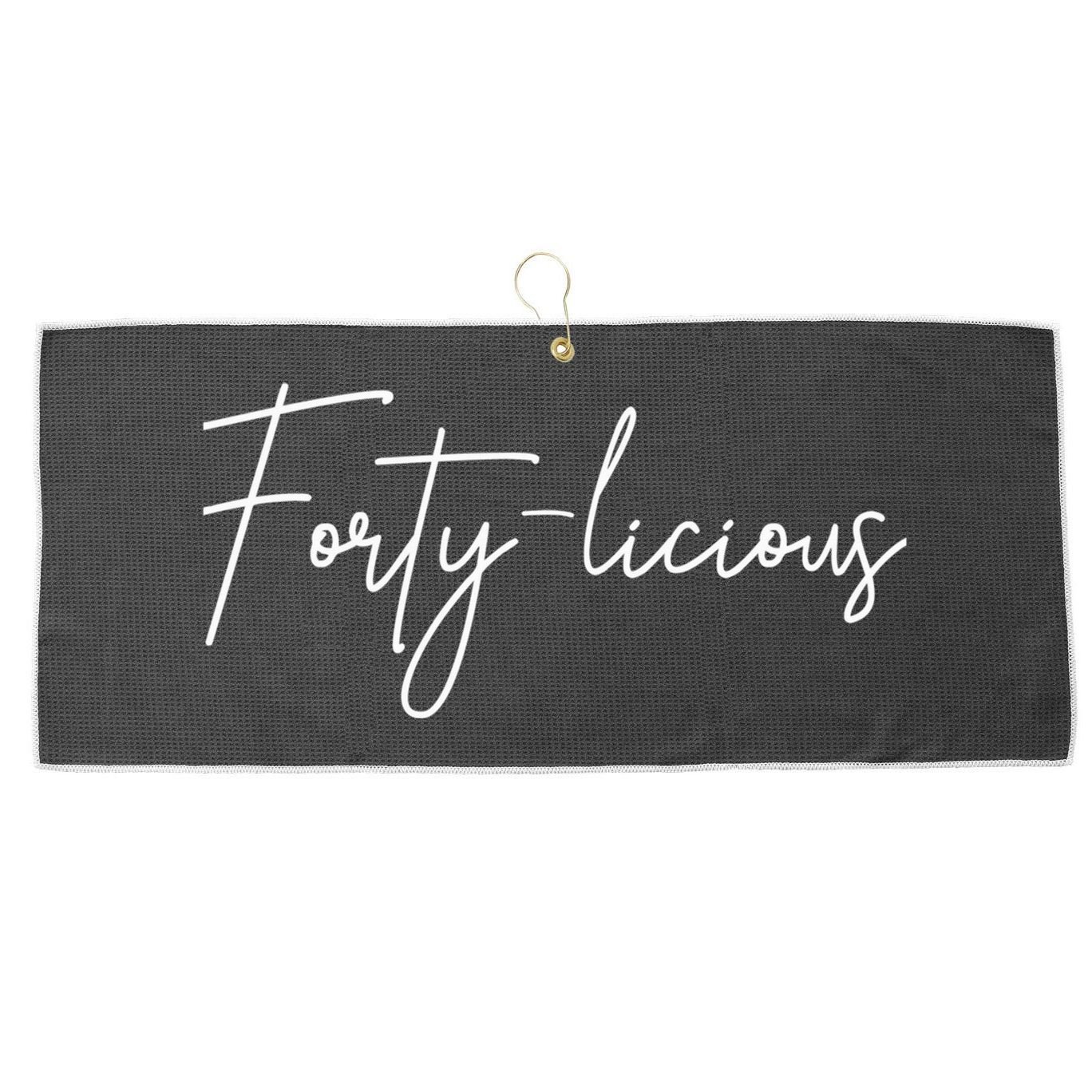 Forty-licious Cute Fortieth 40th Birthday Party Theme Large Microfiber Waffle Golf Towel
