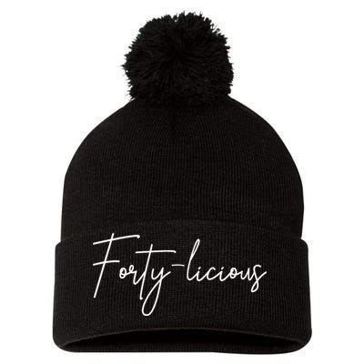 Forty-licious Cute Fortieth 40th Birthday Party Theme Pom Pom 12in Knit Beanie